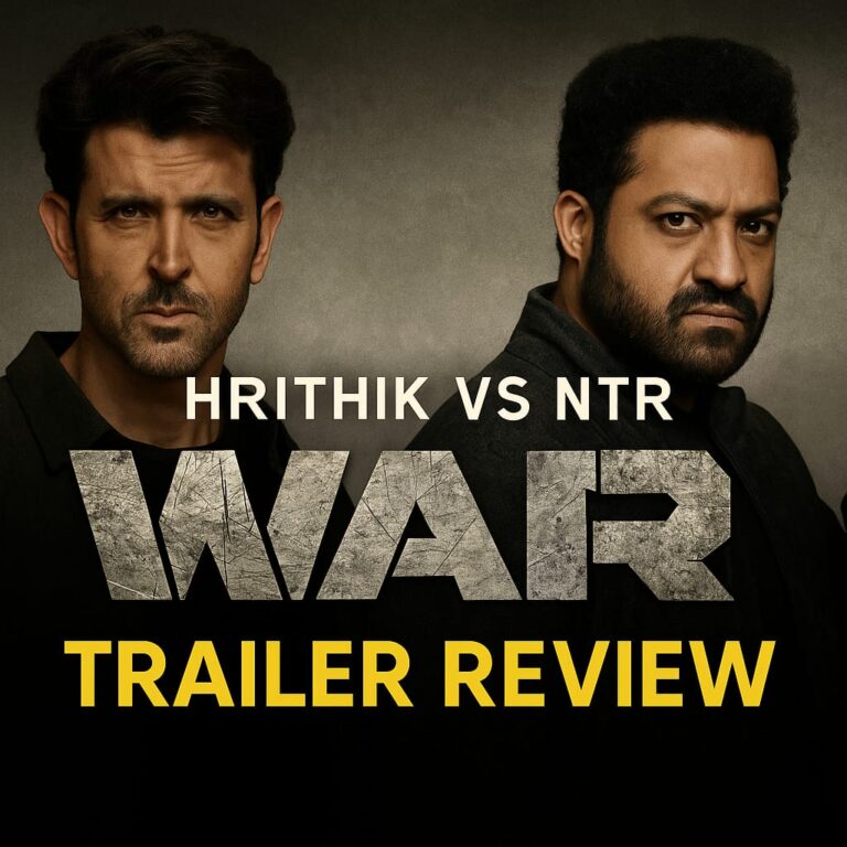 Hrithik Roshan vs Jr NTR in War 2 Trailer Review thumbnail – intense face-off poster style