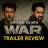 Hrithik Roshan vs Jr NTR in War 2 Trailer Review thumbnail – intense face-off poster style