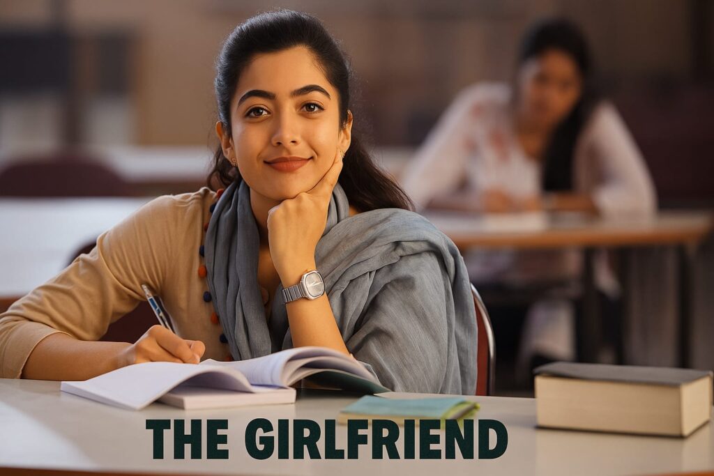  Rashmika Mandanna smiling in classroom
scene from The Girlfriend Telugu movie