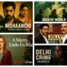 AI generated promotional image featuring OTT releases including Delhi Crime Season 3, Jolly LLB 3, Nishaanchi, Jurassic World Rebirth, and A Merry Little Ex-Mas.