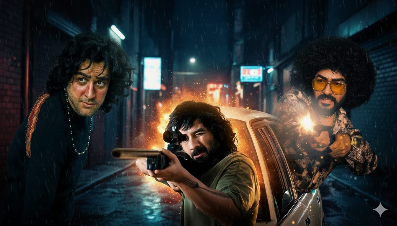 AI generated cast image inspired by Bollywood film Happy Patel Khatarnak Jasoos