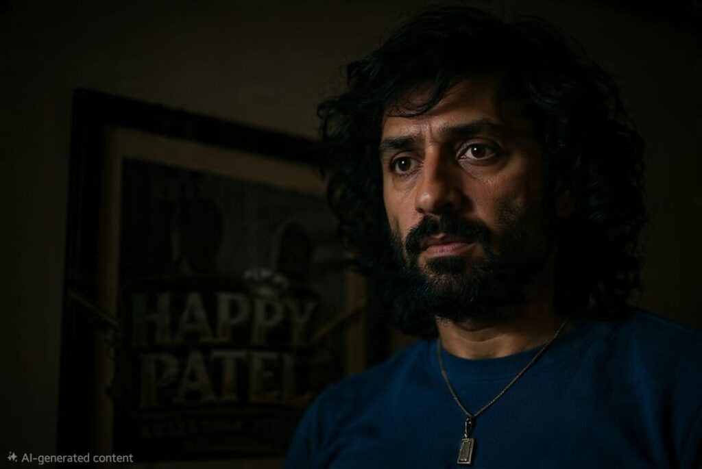 AI generated cinematic close up of a man inspired by Bollywood spy thriller mood