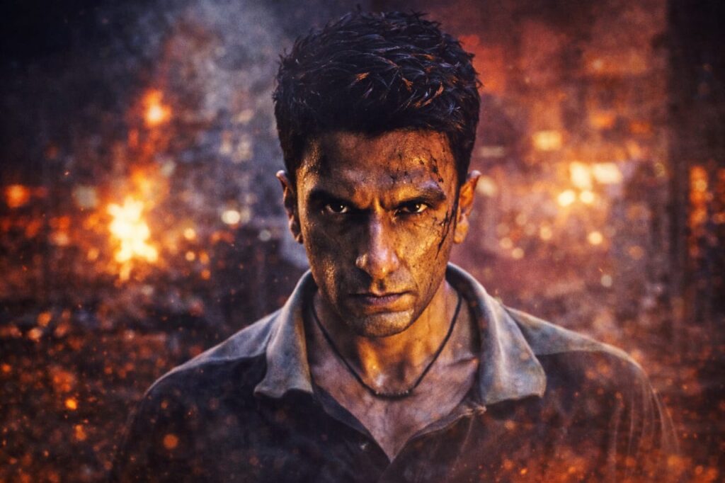 Dhurandhar 2 box office collection day 5 Ranveer Singh intense look fire background 454 crore
