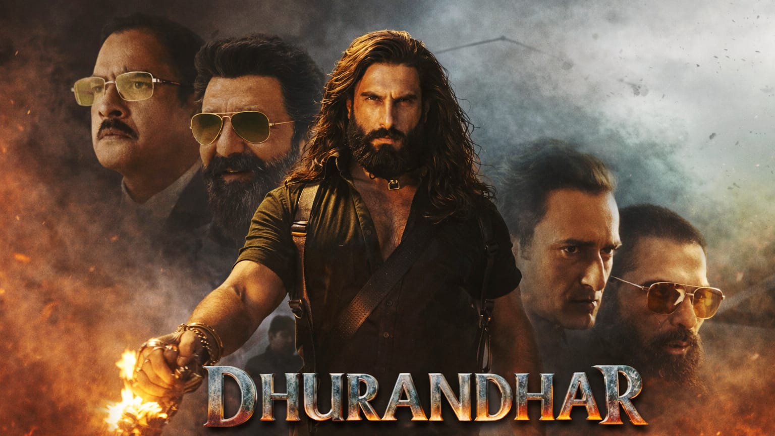 Dhurandhar Box Office Collection Day 9 movie poster featuring Ranveer Singh and cast action thriller look