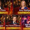 Oscars 2026 winners collage featuring Sean Penn, Amy Madigan, Ryan Coogler, Paul Thomas Anderson and Kpop Demon Hunters