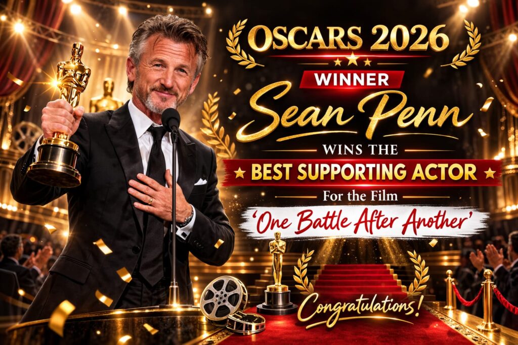 Sean Penn wins Best Supporting Actor at Oscars 2026 for the film One Battle After Another during award speech