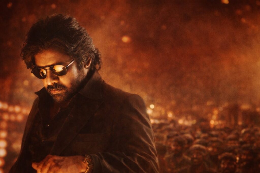 Ustaad Bhagat Singh Review Pawan Kalyan intense look in movie stylish sunglasses scene