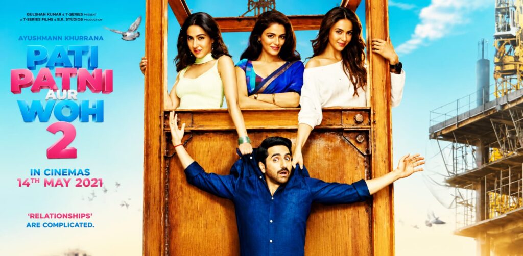 Pati Patni Aur Woh 2 “Ayushmann Khurrana with female cast in Pati Patni Aur Woh 2 comedy drama movie poster”