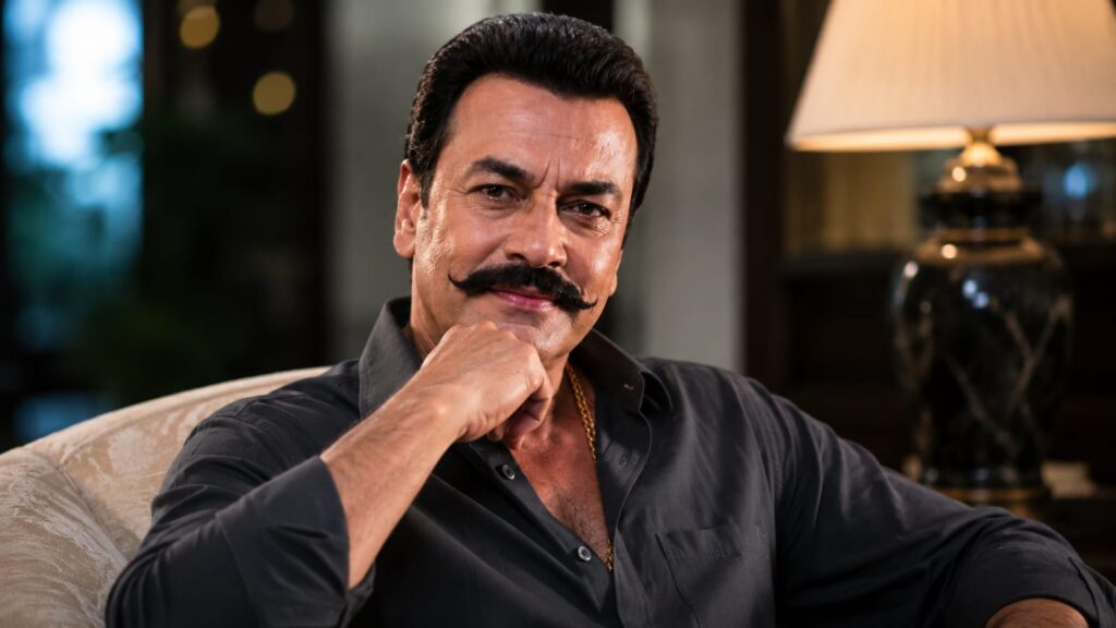 
Alt Text Veteran actor Pradeep Rawat smiling in a black shirt during a portrait session.

