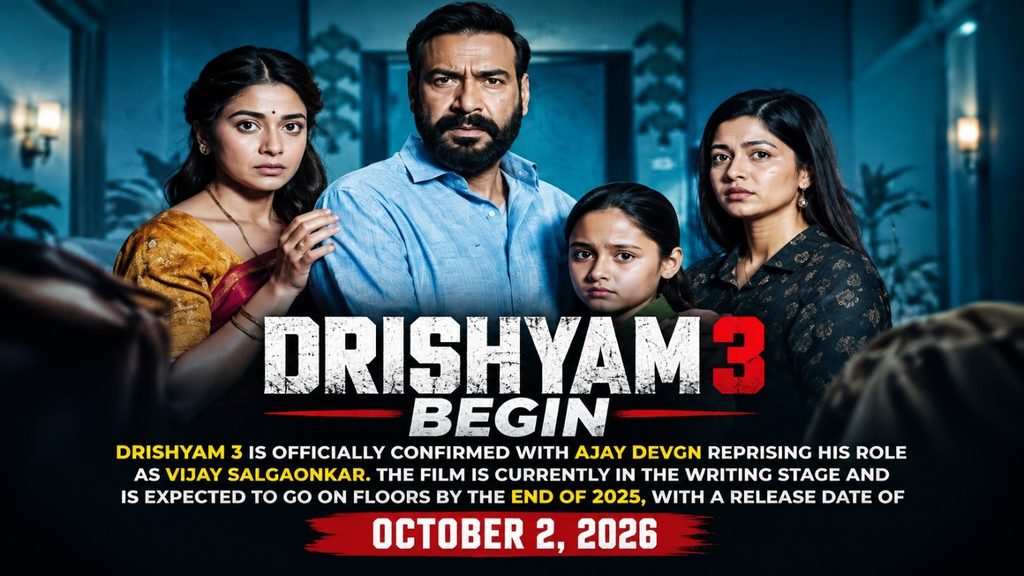 Drishyam 3 family scene featuring Ajay Devgn and his family